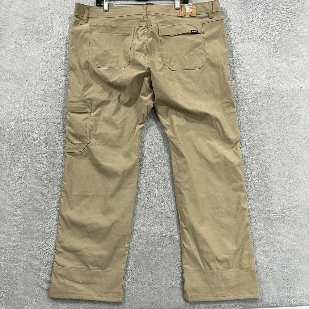 Prana Stretch Zion Slim II Tapered Leg Pants Mens 42x30 Beige Water Repellent